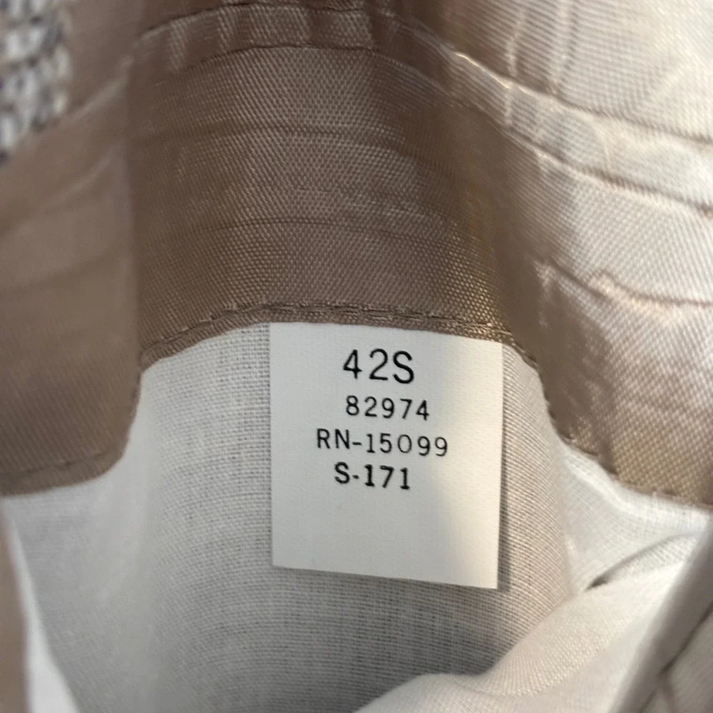 Barrington Men's 42S Blazer Tan Brown Silk Tweed 2‎ Button Sport Coat 42 Vintage